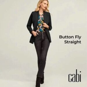 CAbi Black Button Fly Straight Jean #4149